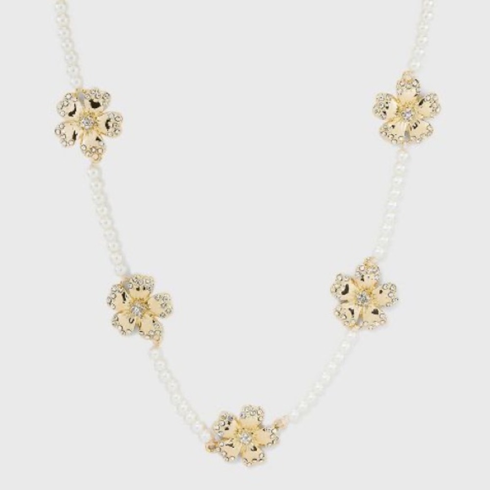 SUGARFIX by BaubleBar Gold and Pearl Butterfly Necklace